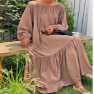 Outfree Tan / Brown loose fitting lightweight maxi dress Size XL New